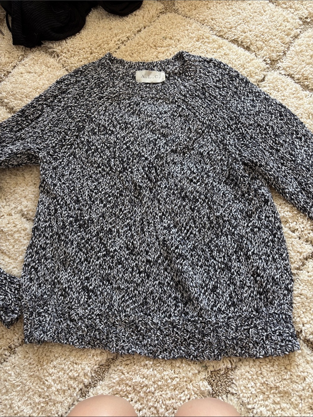 A.L.C. Black & White Marled Crewneck Sweater